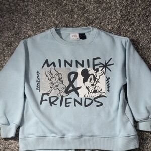 Kids Zara Disney Light Blue Minnie & Daisy Friends Sweatshirt Size 8-9 Girl